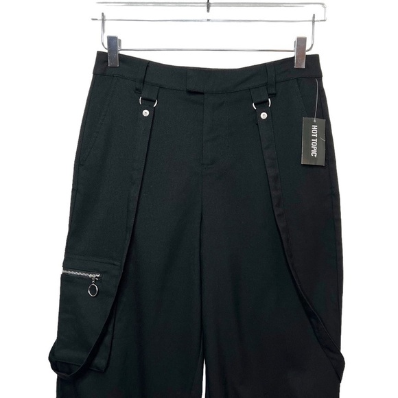 NEW Hot Topic Black Suspender 90s Y2K Trouser Jogger Pants Sz 3 - Picture 3 of 11